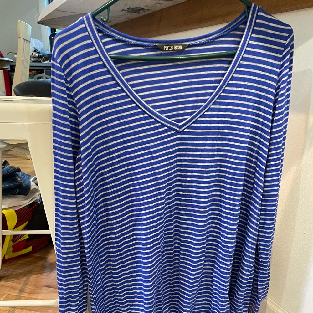 Xl peyton jensen blue striped top